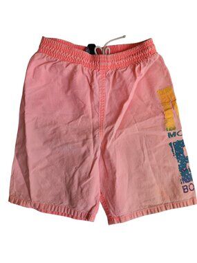 Boys 7 Shorts Vintage Morey Boogie Board Swim Pink Side Logo 1980's Surfer USA